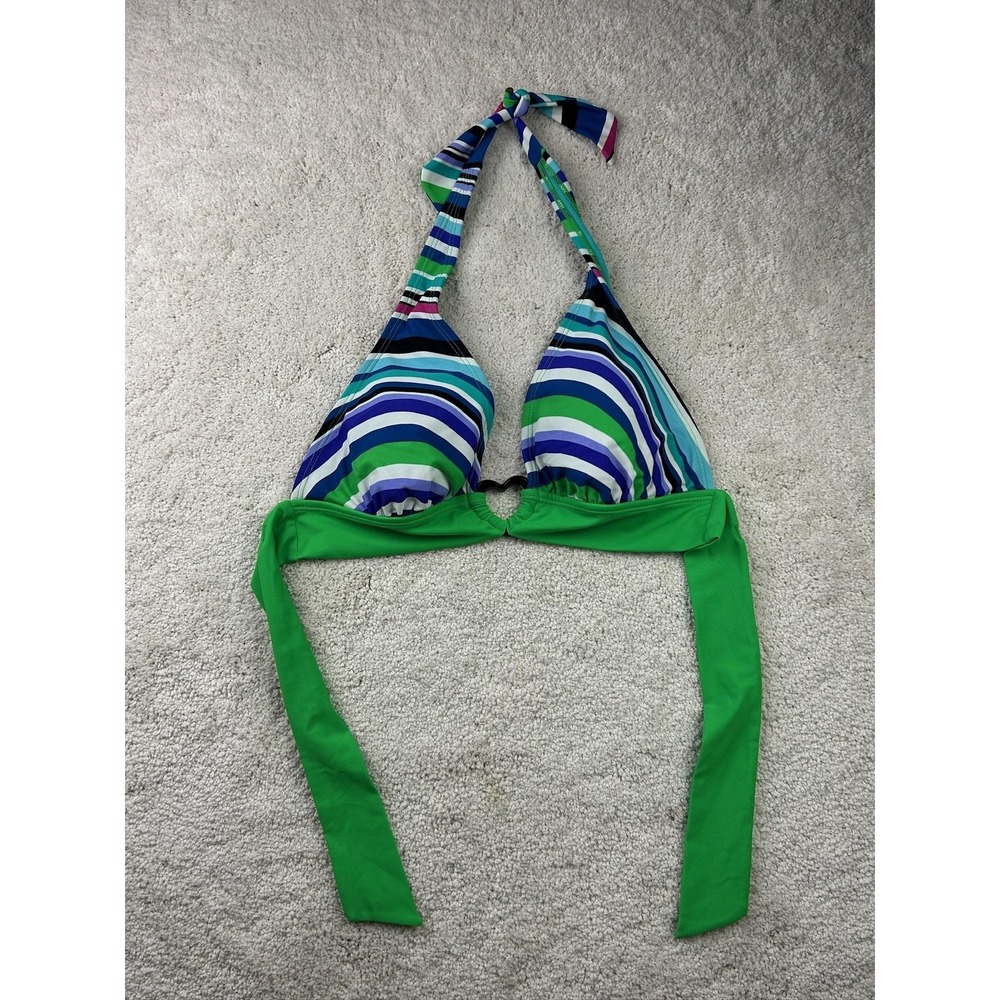 Joe Boxer Bikini Top Womens‎ Medium Halter Padded Swimwear Beach Striped